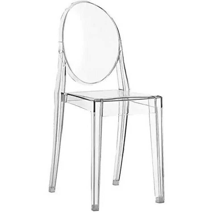 Stackable Mid Century Modern Crystal Clear Side Chairs Dining Living Room Transparent No Arms Accent Desk