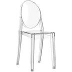 Stackable Mid Century Modern Crystal Clear Side Chairs Dining Living Room Transparent No Arms Accent Desk
