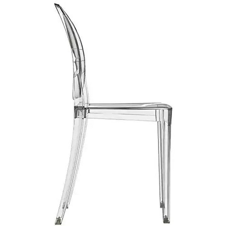 Stackable Mid Century Modern Crystal Clear Side Chairs Dining Living Room Transparent No Arms Accent Desk