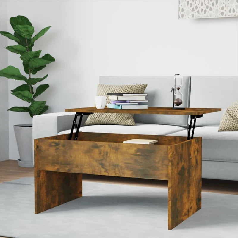 vidaXL Table basse à plateau relevable, bout de canapé, table d'appoint, bois d'ingénierie - 80 x 50,5 x 41,5 cm