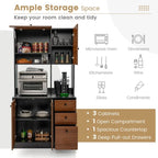 Garde-manger de cuisine de 180 cm avec 3 armoires de rangement et 3 tiroirs profonds