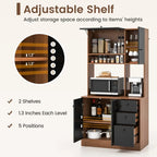 Garde-manger de cuisine de 180 cm avec 3 armoires de rangement et 3 tiroirs profonds