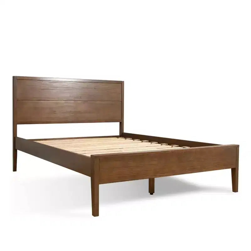 Lit King en bois massif Plank+Beam Duo avec tête de lit à panneaux, aucun sommier tapissier requis