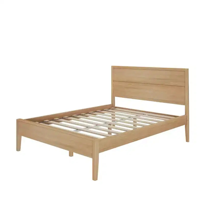 Lit King en bois massif Plank+Beam Duo avec tête de lit à panneaux, aucun sommier tapissier requis