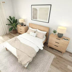 Lit King en bois massif Plank+Beam Duo avec tête de lit à panneaux, aucun sommier tapissier requis