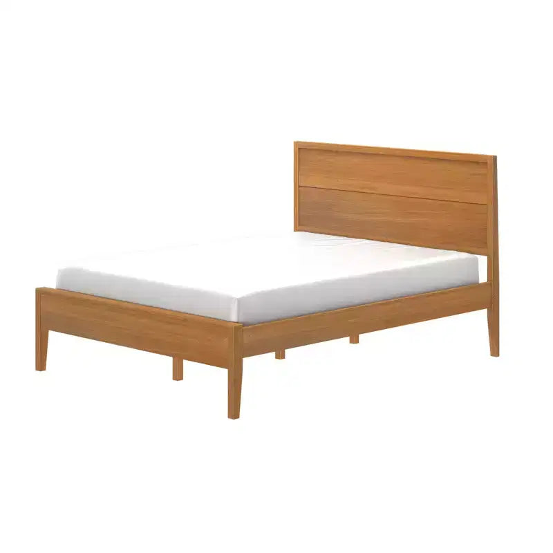 Lit King en bois massif Plank+Beam Duo avec tête de lit à panneaux, aucun sommier tapissier requis