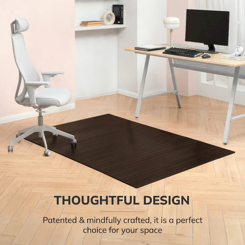 Tapis de Chaise Rectangulaire Standard Jani Eco Bambou - (72 x 48), Qualité Supérieure, Tapis de Chaise Écologique