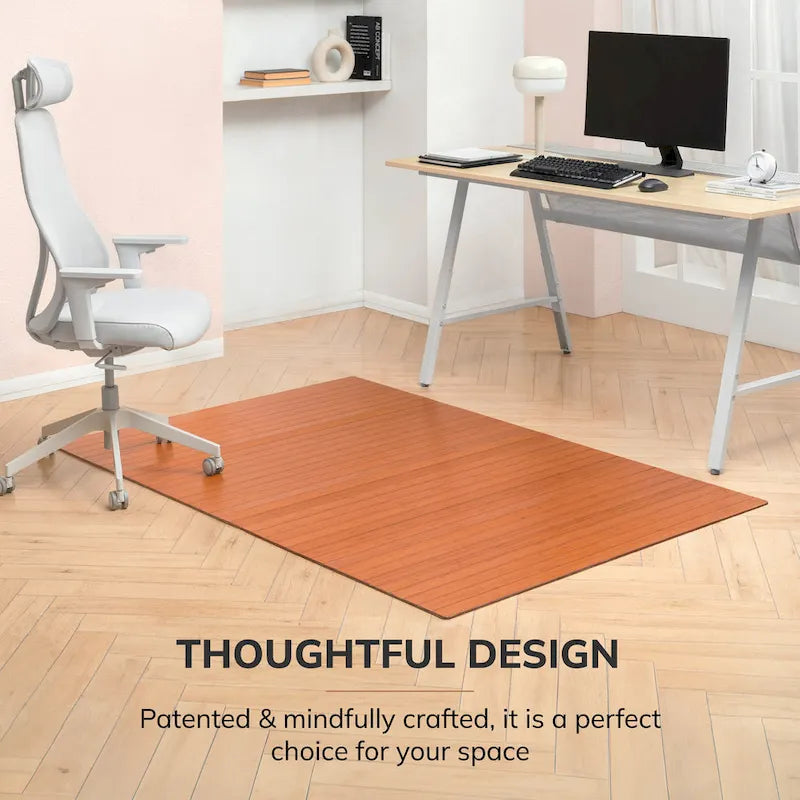 Tapis de Chaise Rectangulaire Standard Jani Eco Bambou - (72 x 48), Qualité Supérieure, Tapis de Chaise Écologique