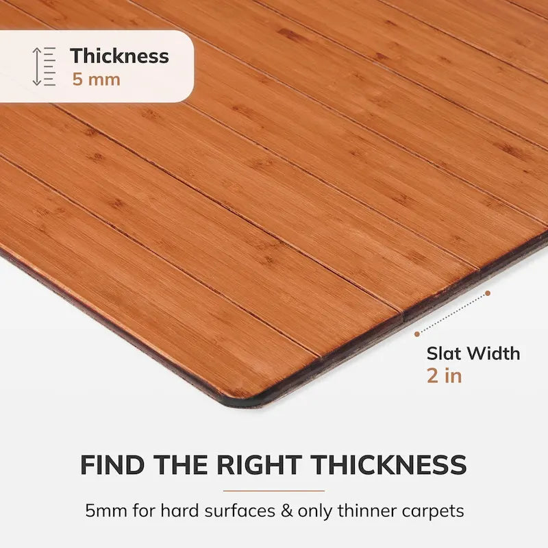 Tapis de Chaise Rectangulaire Standard Jani Eco Bambou - (72 x 48), Qualité Supérieure, Tapis de Chaise Écologique