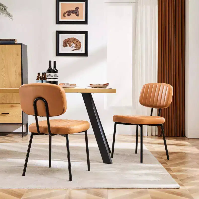 JIONJOY Chaise de salle à manger moderne du milieu du siècle en similicuir avec pieds en métal, lot de 4