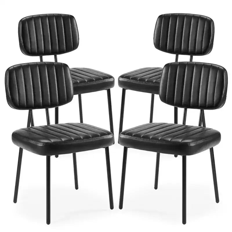 JIONJOY Mid Century Modern Faux Leather Upholstery Dining Chair with Metal Legs Set of 4