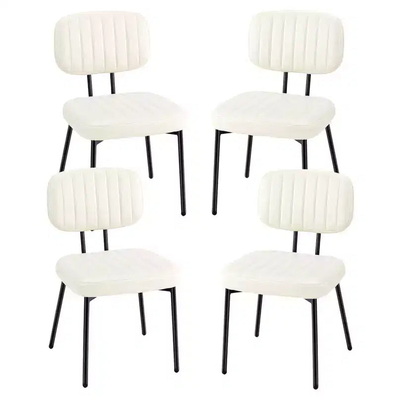 JIONJOY Chaise de salle à manger moderne du milieu du siècle en similicuir avec pieds en métal, lot de 4