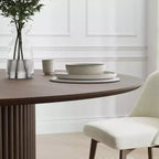 Dovelina Table de salle à manger ronde du milieu du siècle, table de cuisine en bois pour 4 personnes - Noyer