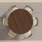Dovelina Table de salle à manger ronde du milieu du siècle, table de cuisine en bois pour 4 personnes - Noyer