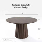 Dovelina Table de salle à manger ronde du milieu du siècle, table de cuisine en bois pour 4 personnes - Noyer
