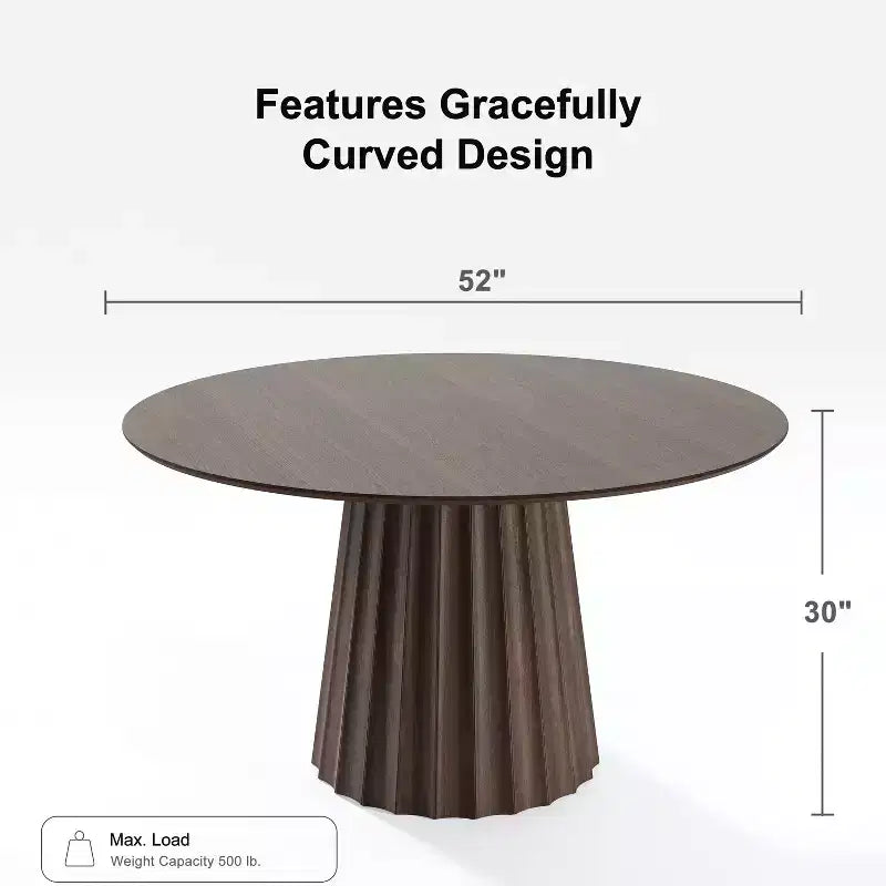 Dovelina Table de salle à manger ronde du milieu du siècle, table de cuisine en bois pour 4 personnes - Noyer