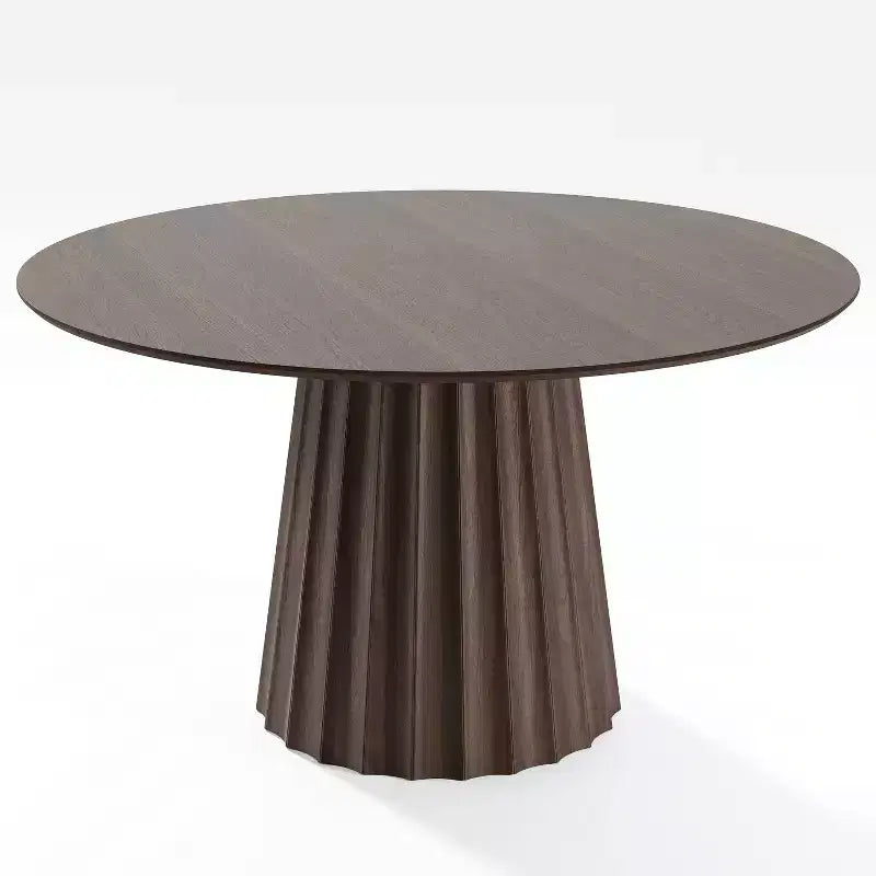 Dovelina Table de salle à manger ronde du milieu du siècle, table de cuisine en bois pour 4 personnes - Noyer