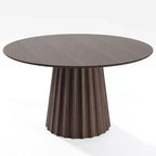 Dovelina Table de salle à manger ronde du milieu du siècle, table de cuisine en bois pour 4 personnes - Noyer
