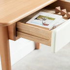 47 Solid Wood Computer Desk with 2 Drawers for Home Office
