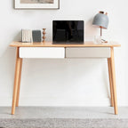 47 Solid Wood Computer Desk with 2 Drawers for Home Office