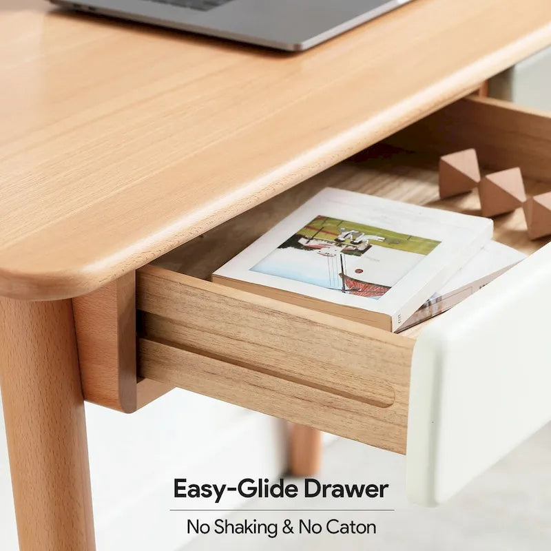 47 Solid Wood Computer Desk with 2 Drawers for Home Office