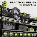 Organisateur d'outils électriques 4 niveaux Hausource avec panneau perforé, support de perceuse 12 fentes et multiprise, noir