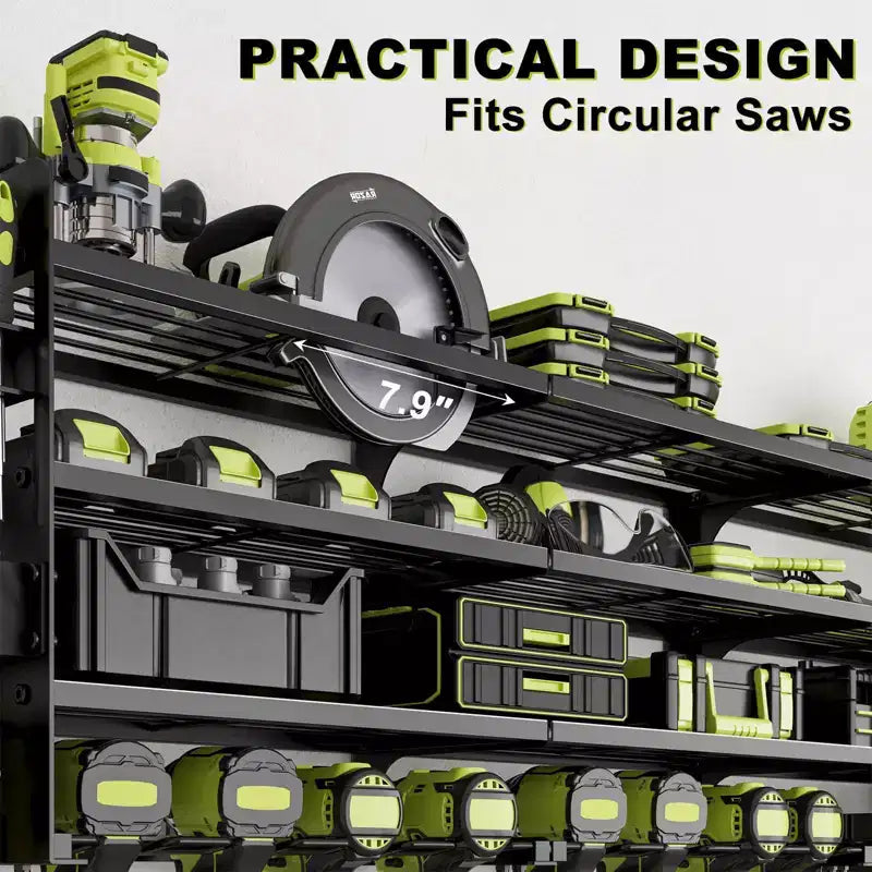 Organisateur d'outils électriques 4 niveaux Hausource avec panneau perforé, support de perceuse 12 fentes et multiprise, noir