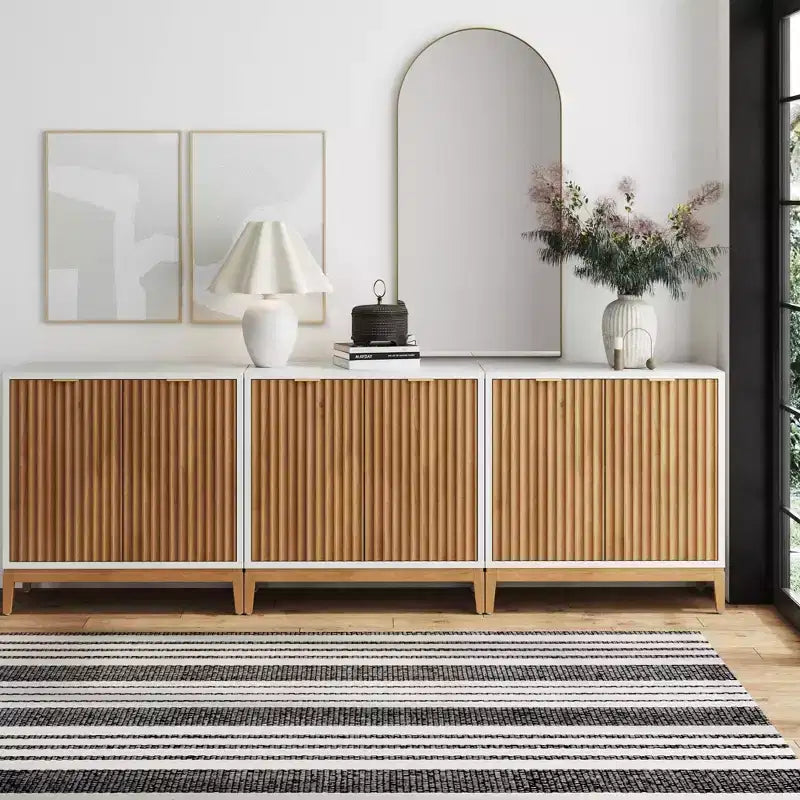 Nathan James Lot de 3 consoles Jasper en bois cannelé avec portes
