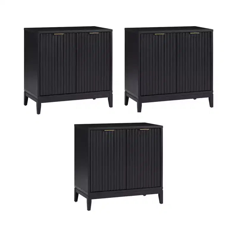 Nathan James Lot de 3 consoles Jasper en bois cannelé avec portes