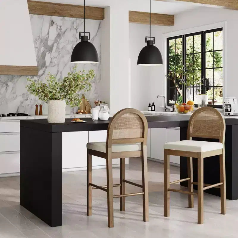 Nathan James Lot de 2 tabourets de bar hauteur comptoir en bouclette Bailey