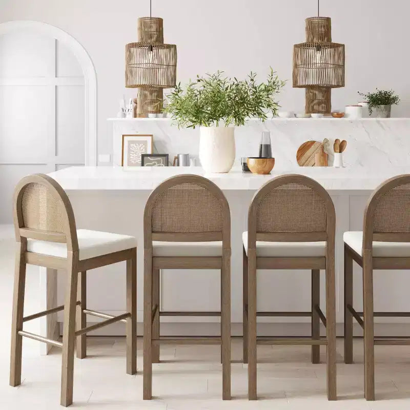 Nathan James Lot de 4 tabourets de bar hauteur comptoir Bailey en bouclette
