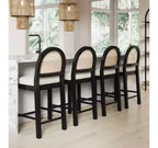 Nathan James Lot de 4 tabourets de bar hauteur comptoir Bailey en bouclette