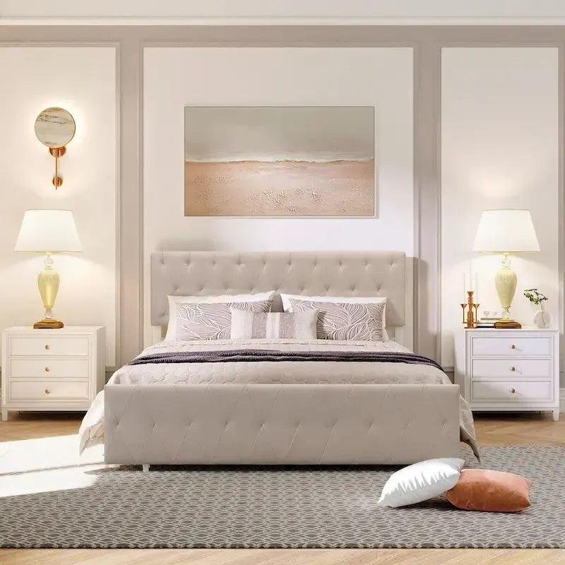 Storage Bed Metal Platform Bed with a Big Drawer