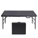 Table Pliante Portable 4ft Intérieur et Extérieur Charge Maximale 135KG Table Pliante pour Camping Noir