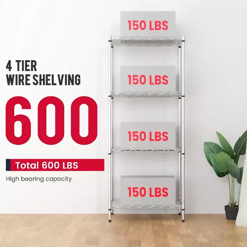 FDW Étagères de rangement à 4 niveaux, étagères de garage, étagères réglables, capacité de charge totale de 272 kg, multifonctionnelles et durables