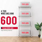 FDW Étagères de rangement à 4 niveaux, étagères de garage, étagères réglables, capacité de charge totale de 272 kg, multifonctionnelles et durables
