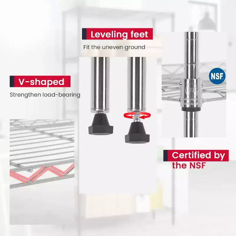 FDW Étagères de rangement à 4 niveaux, étagères de garage, étagères réglables, capacité de charge totale de 272 kg, multifonctionnelles et durables
