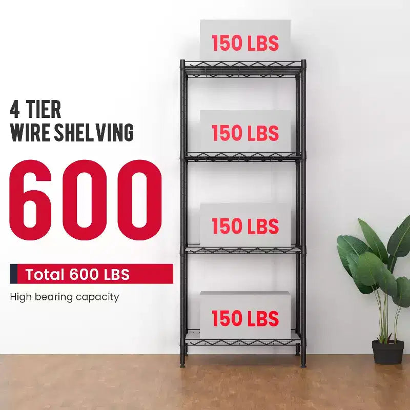 FDW Étagères de rangement à 4 niveaux, étagères de garage, étagères réglables, capacité de charge totale de 272 kg, multifonctionnelles et durables