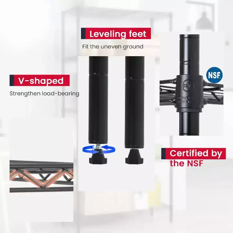 FDW Étagères de rangement à 4 niveaux, étagères de garage, étagères réglables, capacité de charge totale de 272 kg, multifonctionnelles et durables
