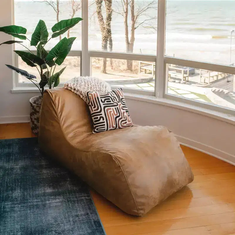 Grand transat Big Joe Delmont, pouf garni de mousse, cuir végétalien ou bouclé, pour tous les âges