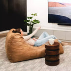 Grand transat Big Joe Delmont, pouf garni de mousse, cuir végétalien ou bouclé, pour tous les âges