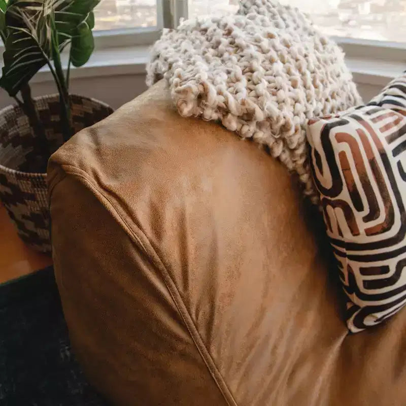 Grand transat Big Joe Delmont, pouf garni de mousse, cuir végétalien ou bouclé, pour tous les âges