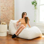 Grand transat Big Joe Delmont, pouf garni de mousse, cuir végétalien ou bouclé, pour tous les âges