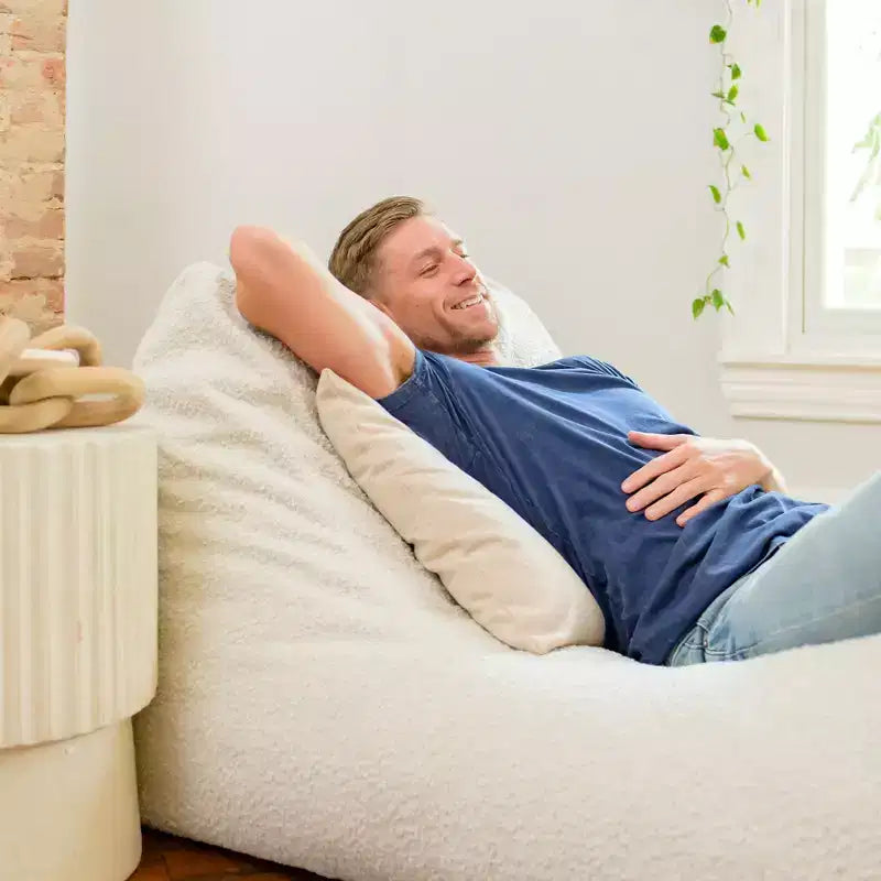 Grand transat Big Joe Delmont, pouf garni de mousse, cuir végétalien ou bouclé, pour tous les âges