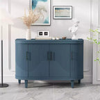 Modern Curved Sideboard 47.2-Inch Decorative Storage Cabinet Wooden Console Table Coffee Bar Cabinet with 4 Doors and Adjustable Interior Shelves