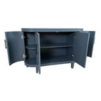 Bahut incurvé moderne de 120 cm, Meuble de rangement décoratif, Table console en bois, Meuble de bar à café avec 4 portes et étagères intérieures réglables