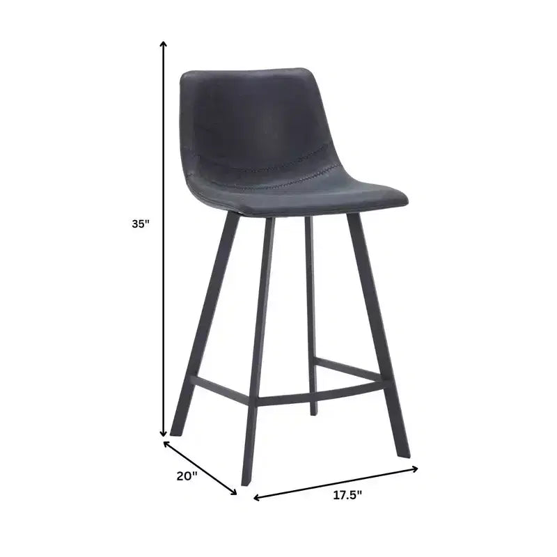 Tabouret de comptoir LeisureMod 35, rembourré en cuir, dossier ergonomique, siège rembourré, base et repose-pieds en acier inoxydable, collection Elland