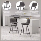 Tabouret de comptoir LeisureMod 35, rembourré en cuir, dossier ergonomique, siège rembourré, base et repose-pieds en acier inoxydable, collection Elland