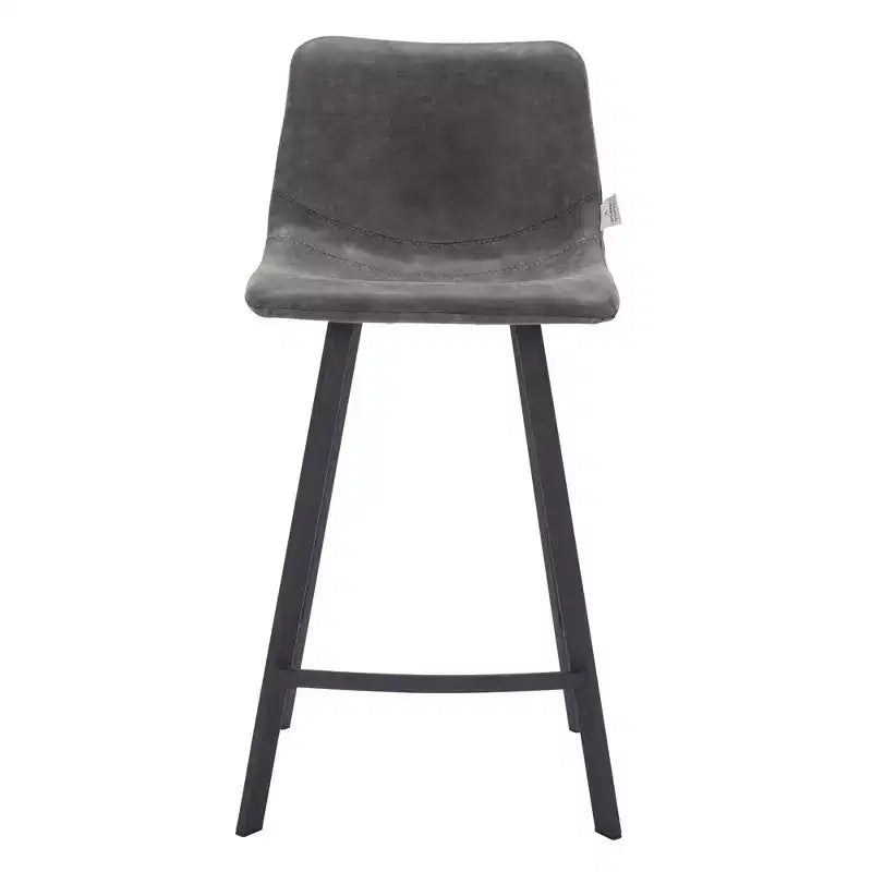 Tabouret de comptoir LeisureMod 35, rembourré en cuir, dossier ergonomique, siège rembourré, base et repose-pieds en acier inoxydable, collection Elland