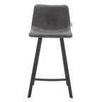 Tabouret de comptoir LeisureMod 35, rembourré en cuir, dossier ergonomique, siège rembourré, base et repose-pieds en acier inoxydable, collection Elland